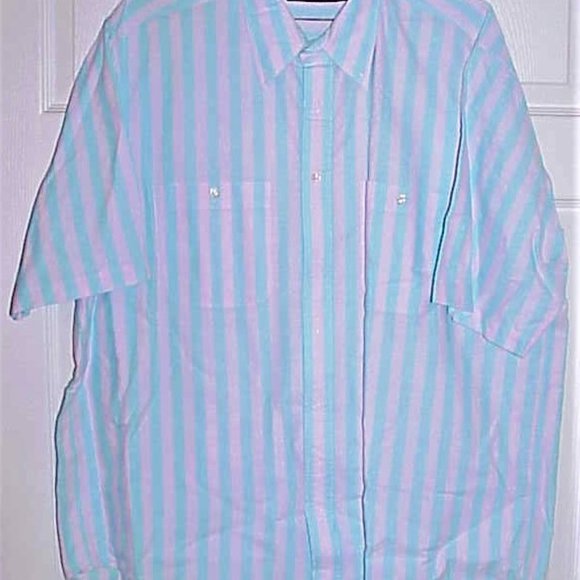 MEN'S NAUTICA, XL, 100% COTTON OXFORD, S.S. STRIPED SHIRT - Picture 2 of 2